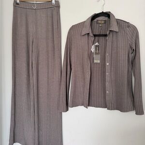 Truth Women's Taupe Ribbed Pantsuit Set